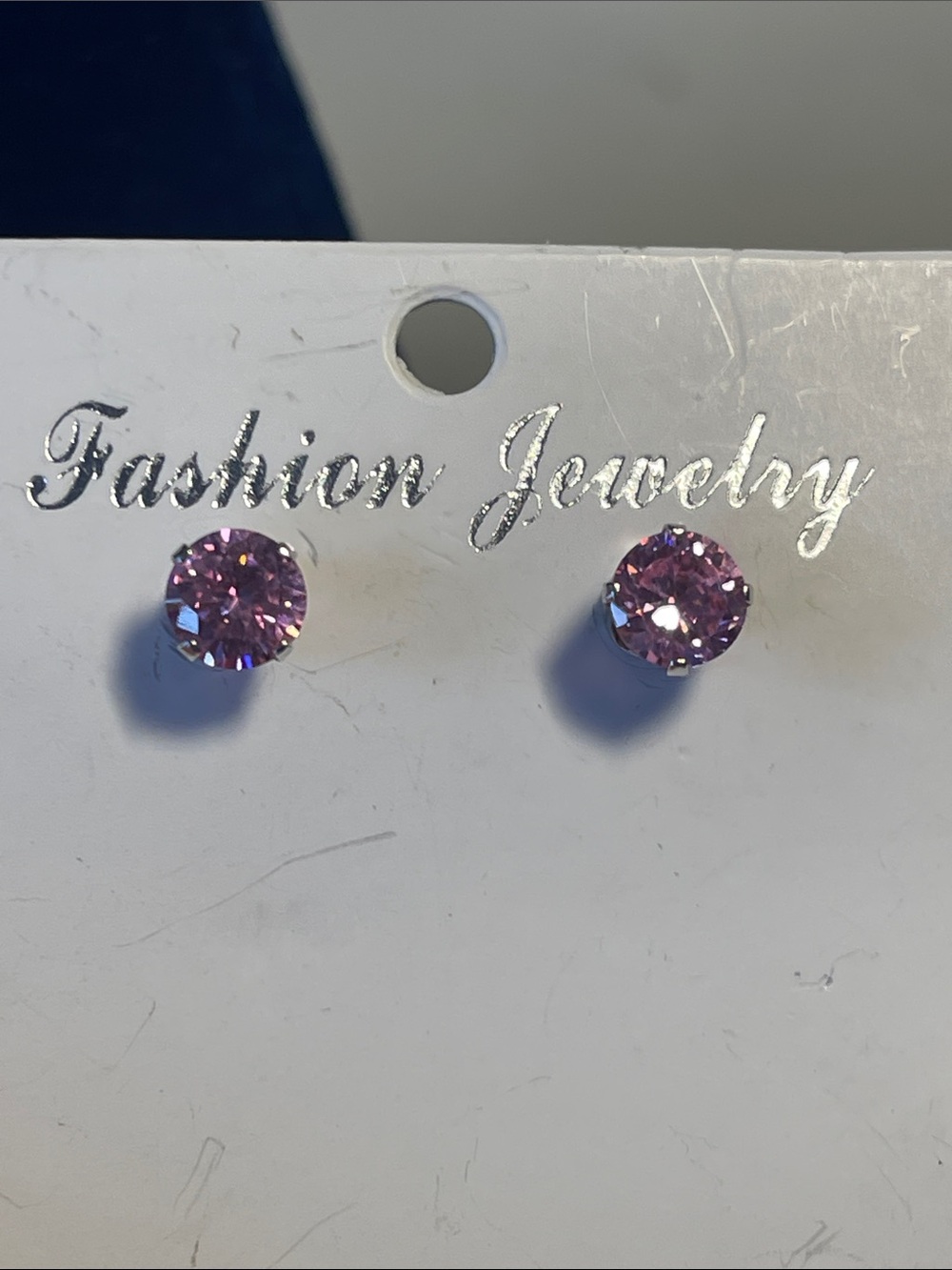 Vintage 925 Silver with Pink CZ stud earrings